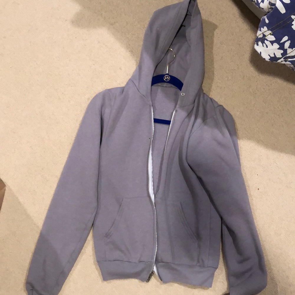 gray american apparel plain zip up hoodie